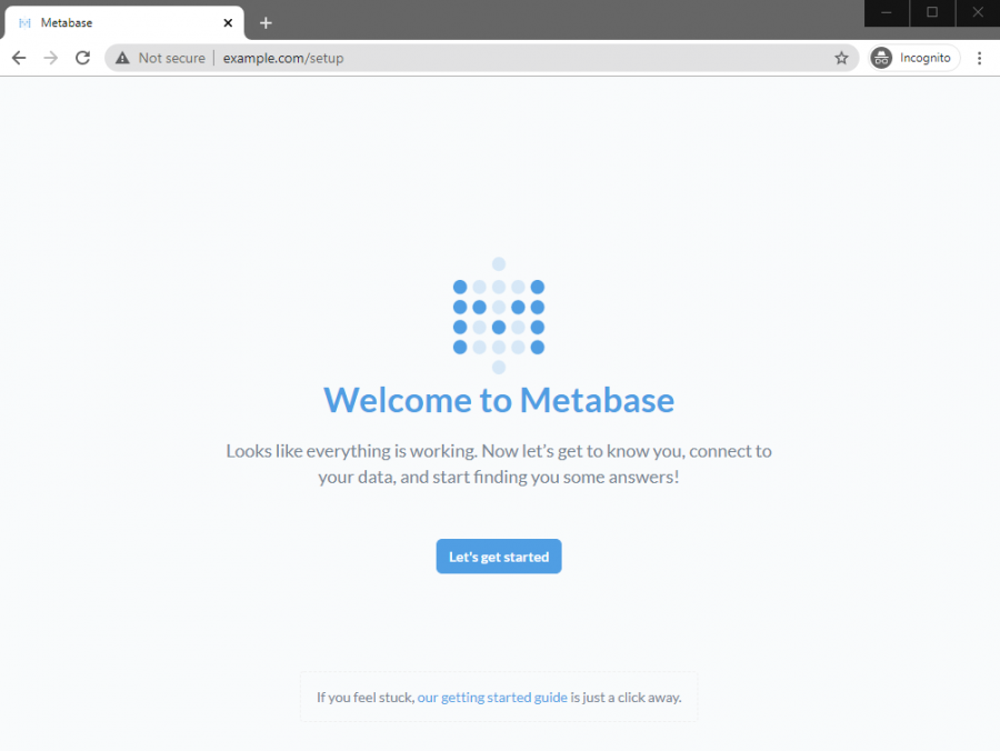 Welcome Screen Metabase