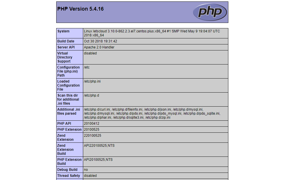 CentOS_default_PHP_info