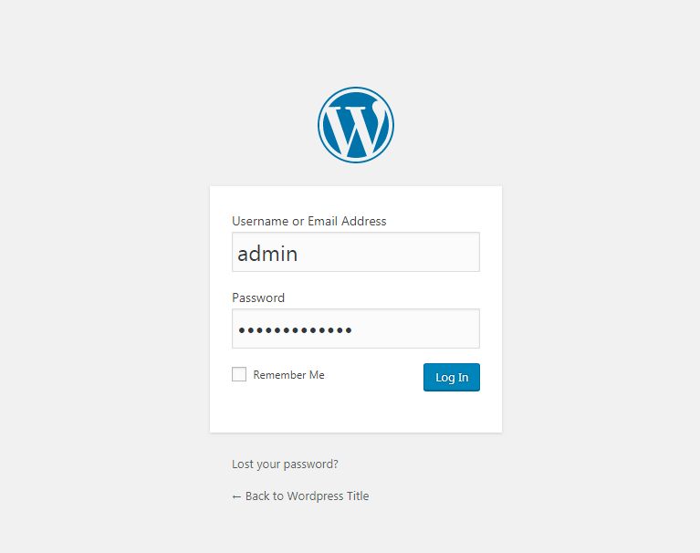 wordpress login page