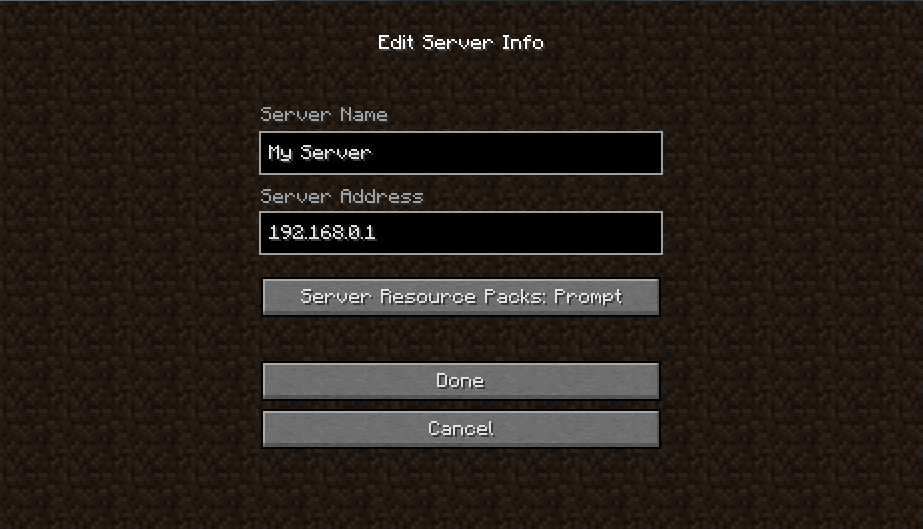 minecraft edit server info